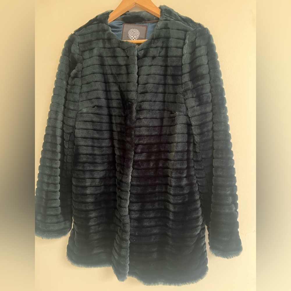Vince Camuto Dark Teal Faux Fur Teddy Jacket M